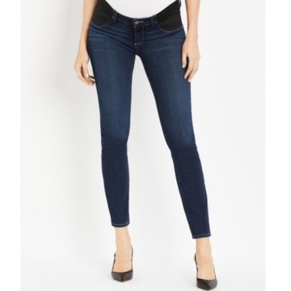 PAIGE Skyline Skinny Mona Maternity Jeans Dark Wash Denim sz 25 - Picture 1 of 13
